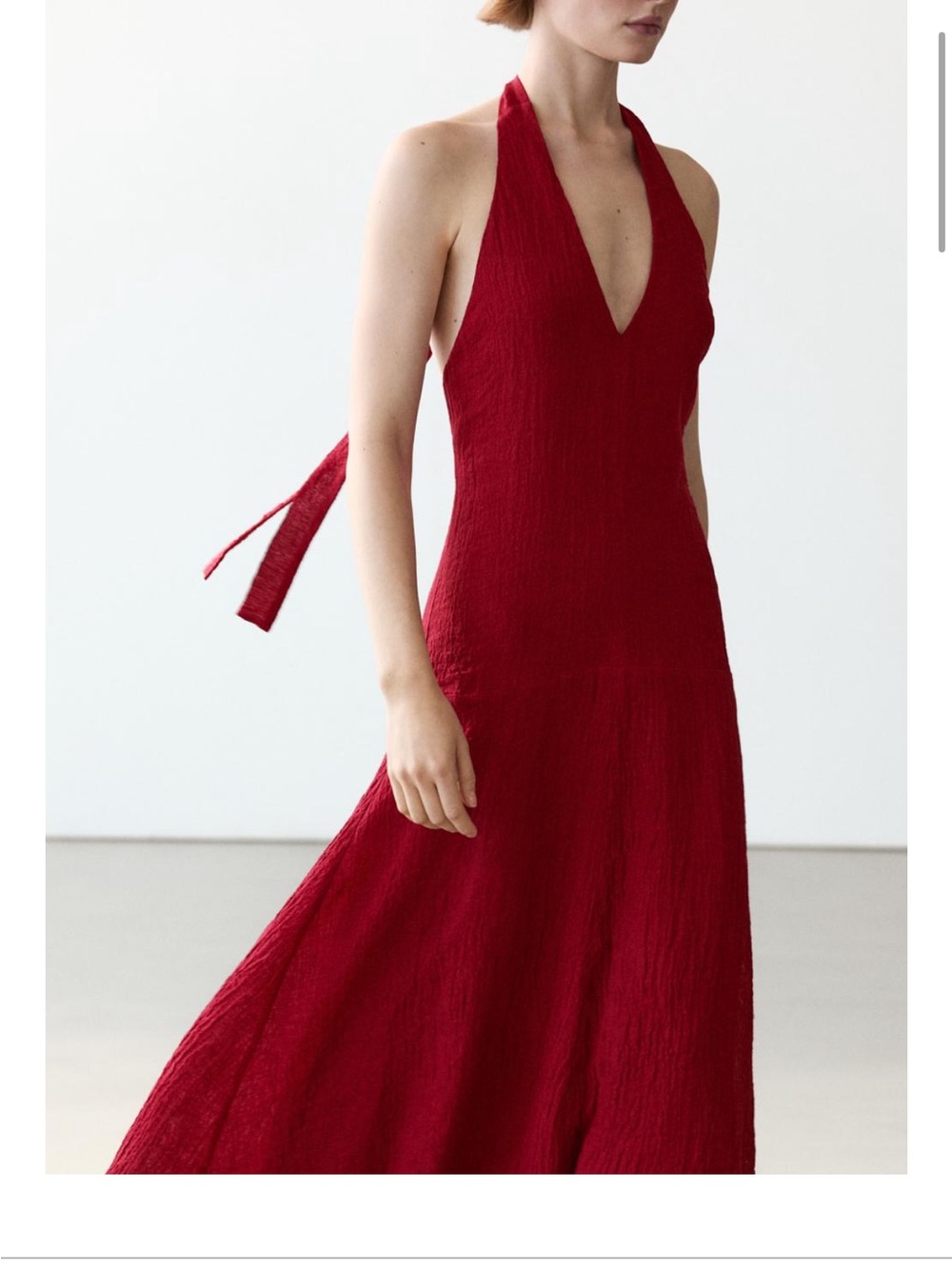 Massimo Dutti Red Halter Maxi Dress - Picture 3 of 8